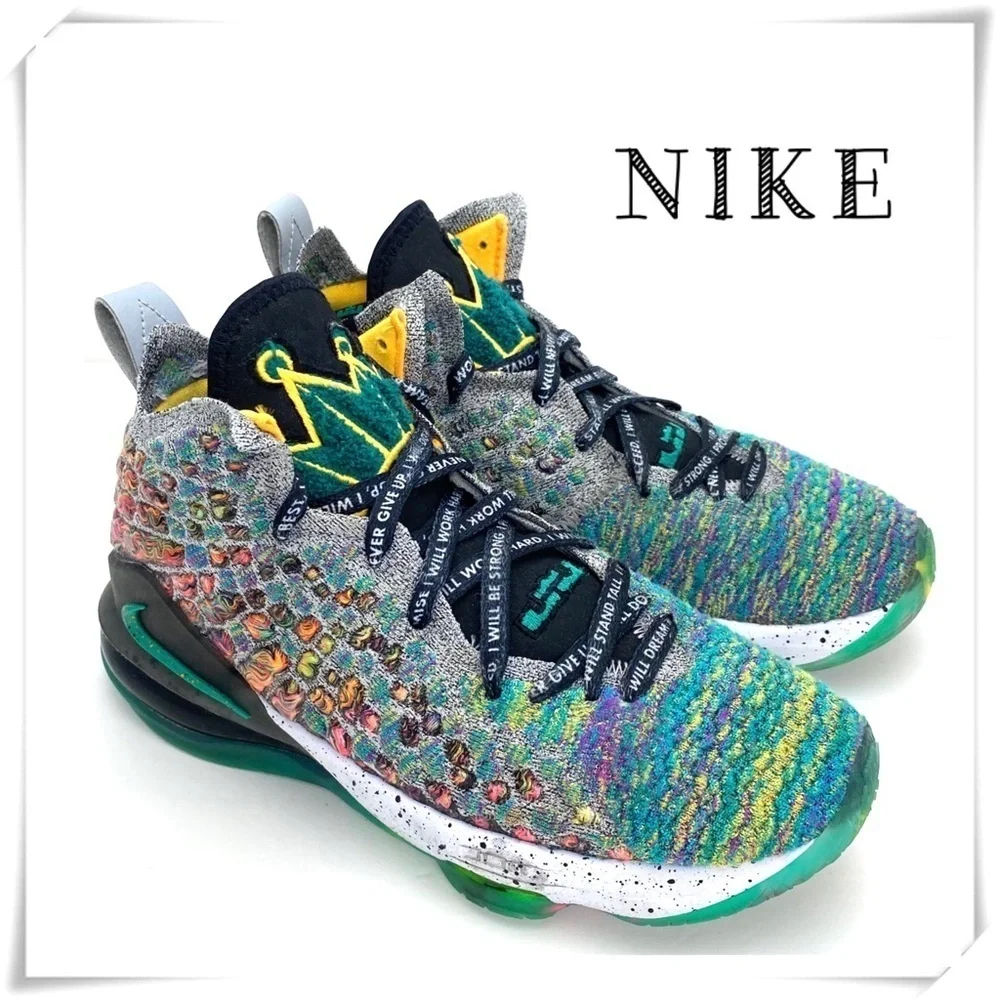 Nike LEBRON 17 Promise Knitted Sneakers in Green
